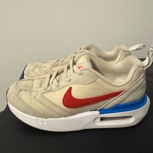 Nike Boys 1 youth kids 1Y Red Blue beige white Sneakers No tie Slip on shoes